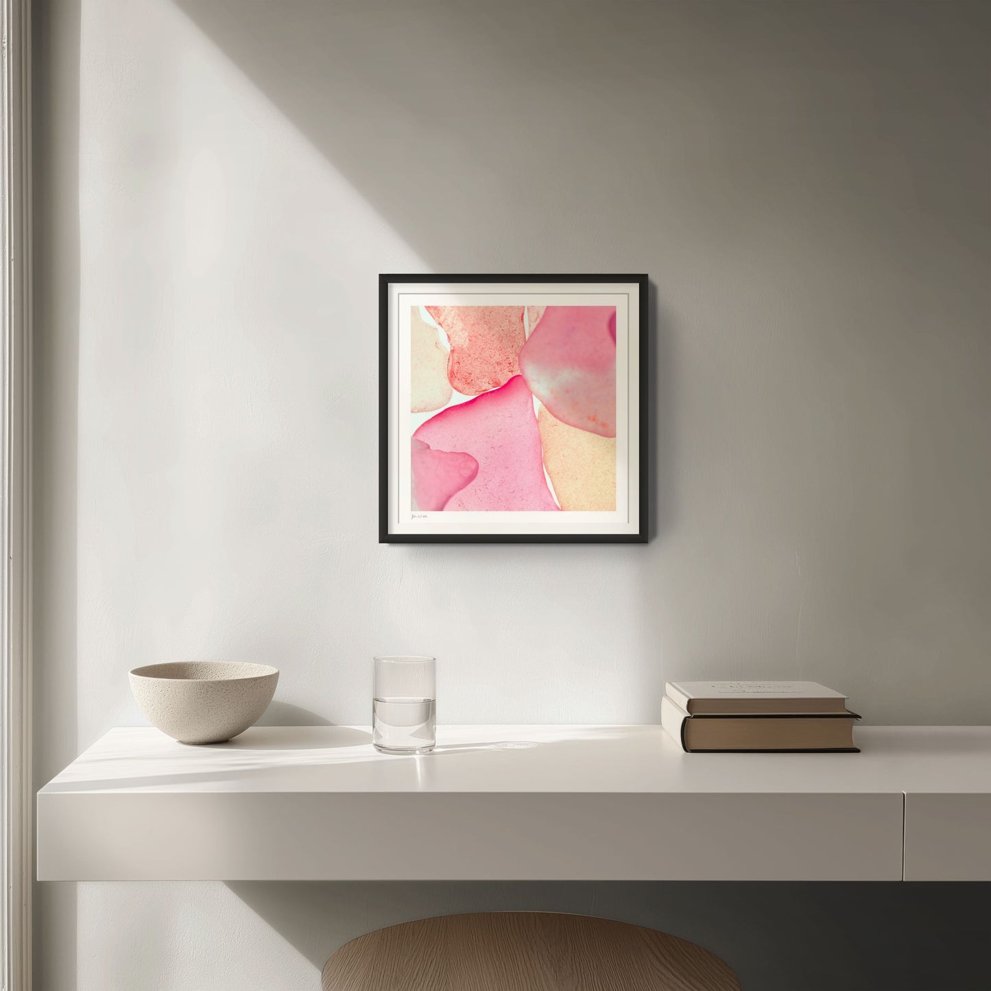 Pop Glasses Blush by Jeanne Le Menn in black frame styled in a contemporary interior