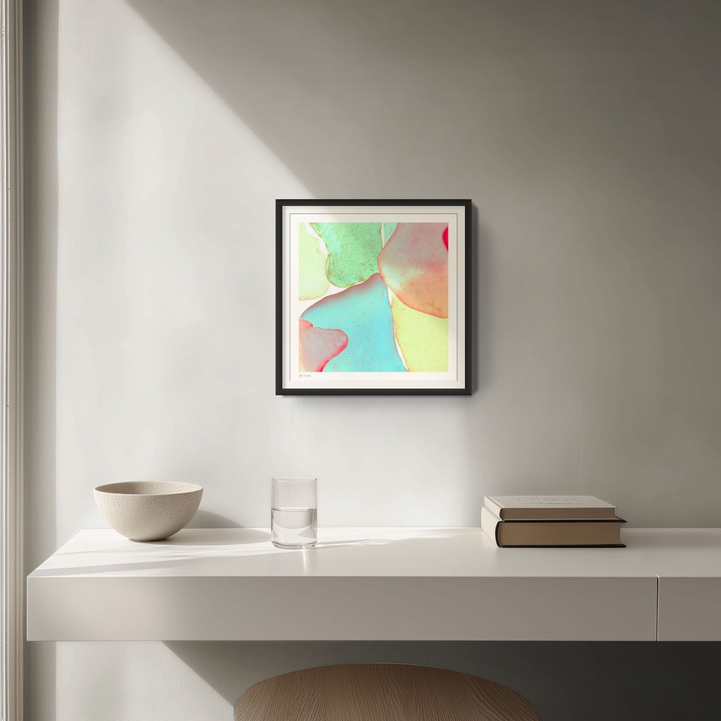 Pop Glasses Mint contemporary photographic wall art by Jeanne Le Menn in a black frame