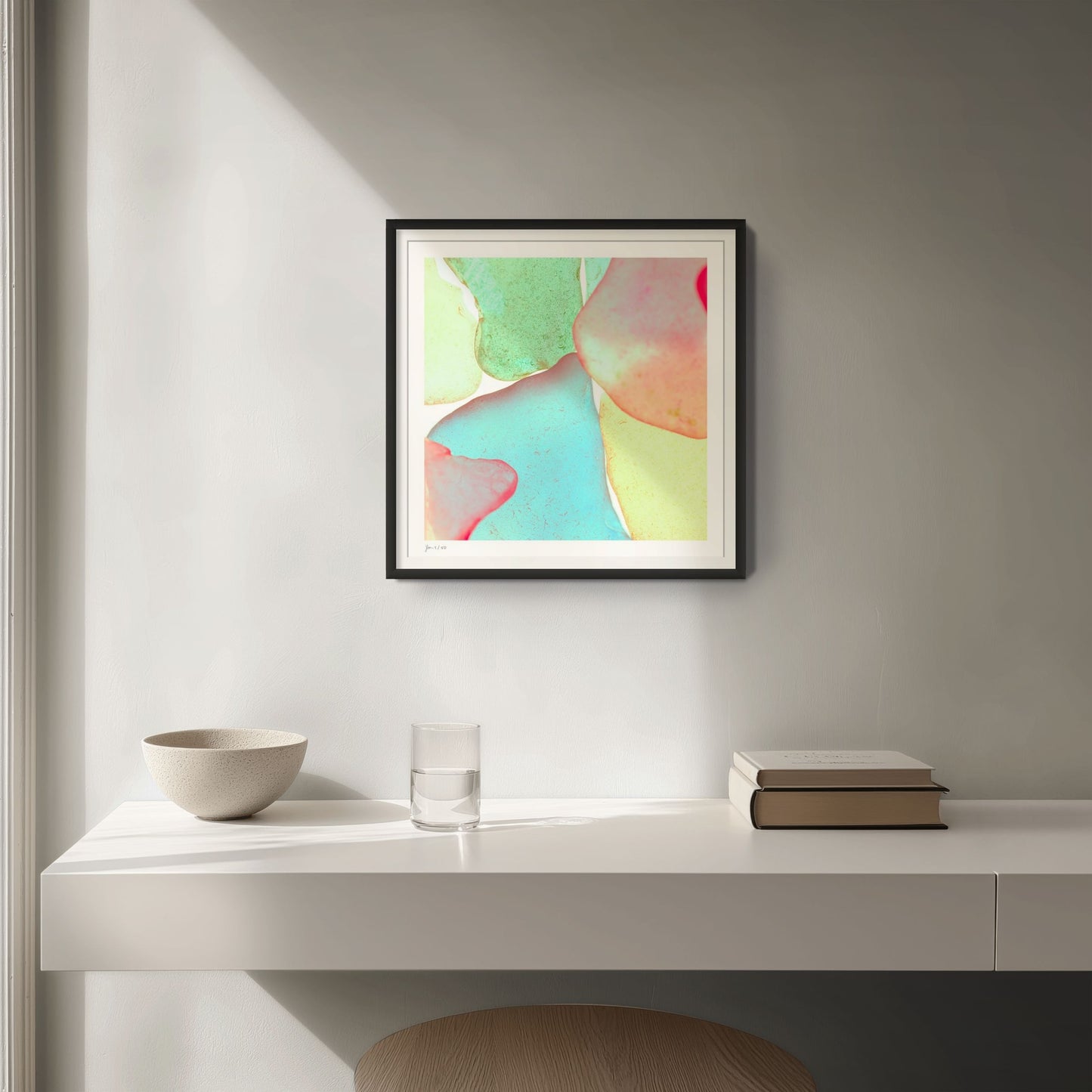 Pop Glasses Mint fine art photography by Jeanne Le Menn presented in a black wood frame
