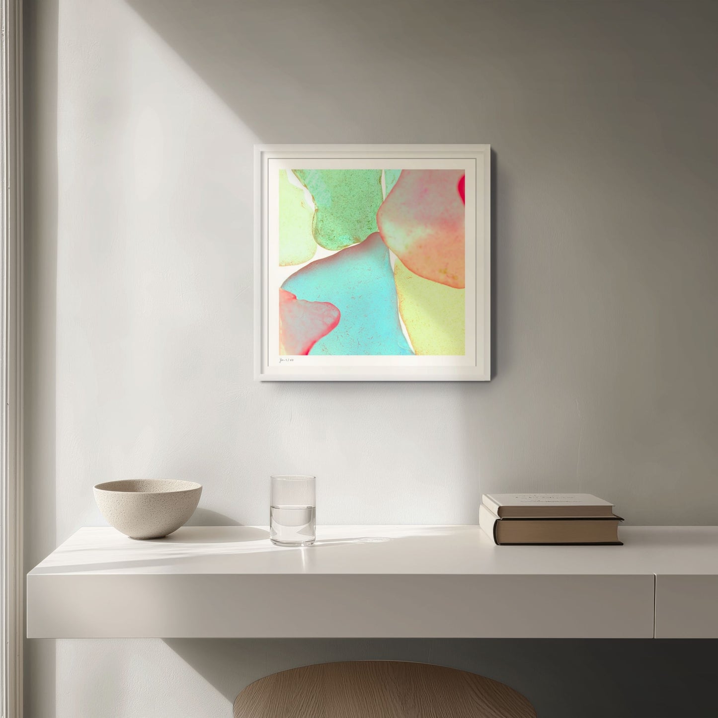 Pop Glasses Mint contemporary photographic wall art by Jeanne Le Menn in a white frame