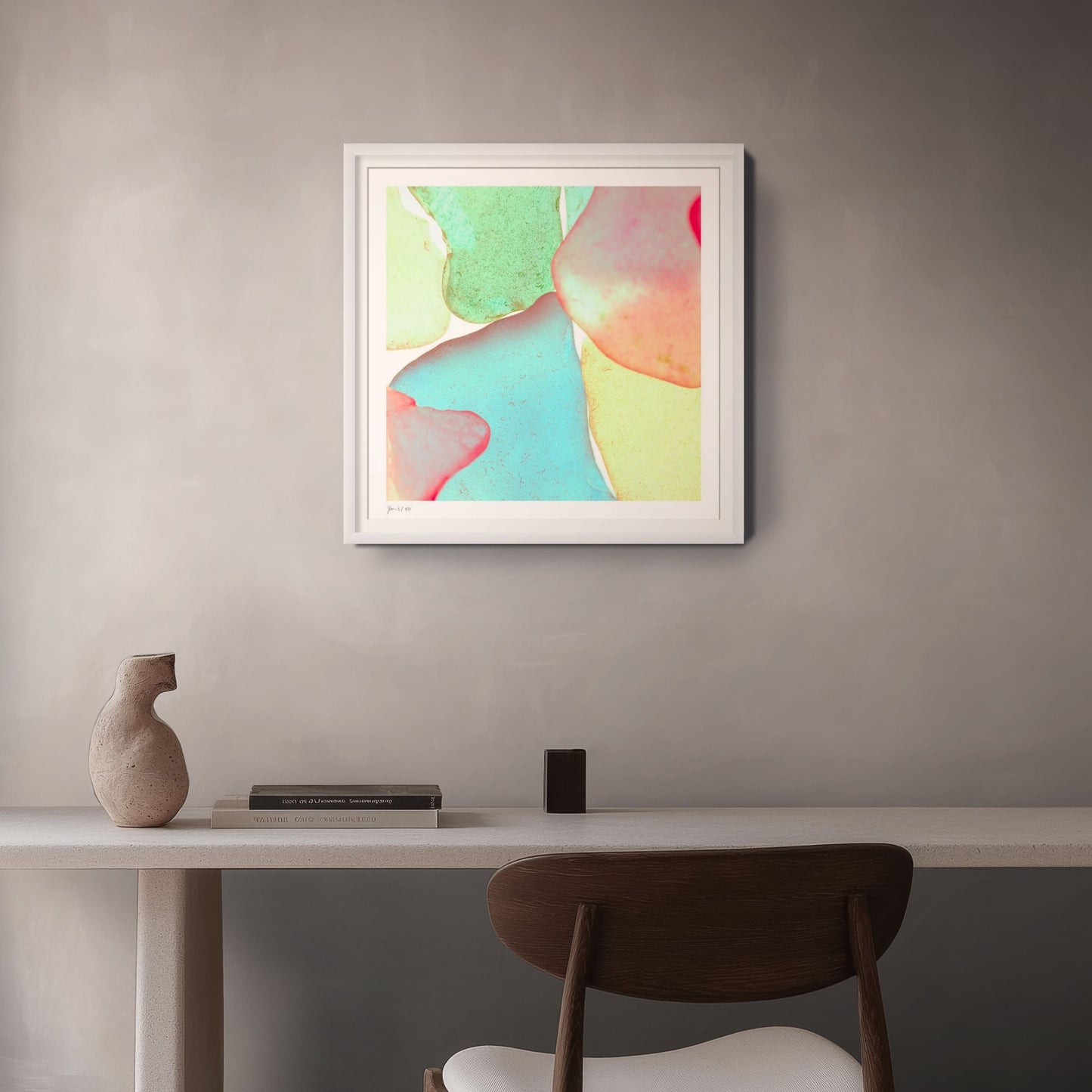 Pop Glasses Mint contemporary photographic wall art by Jeanne Le Menn in a white frame