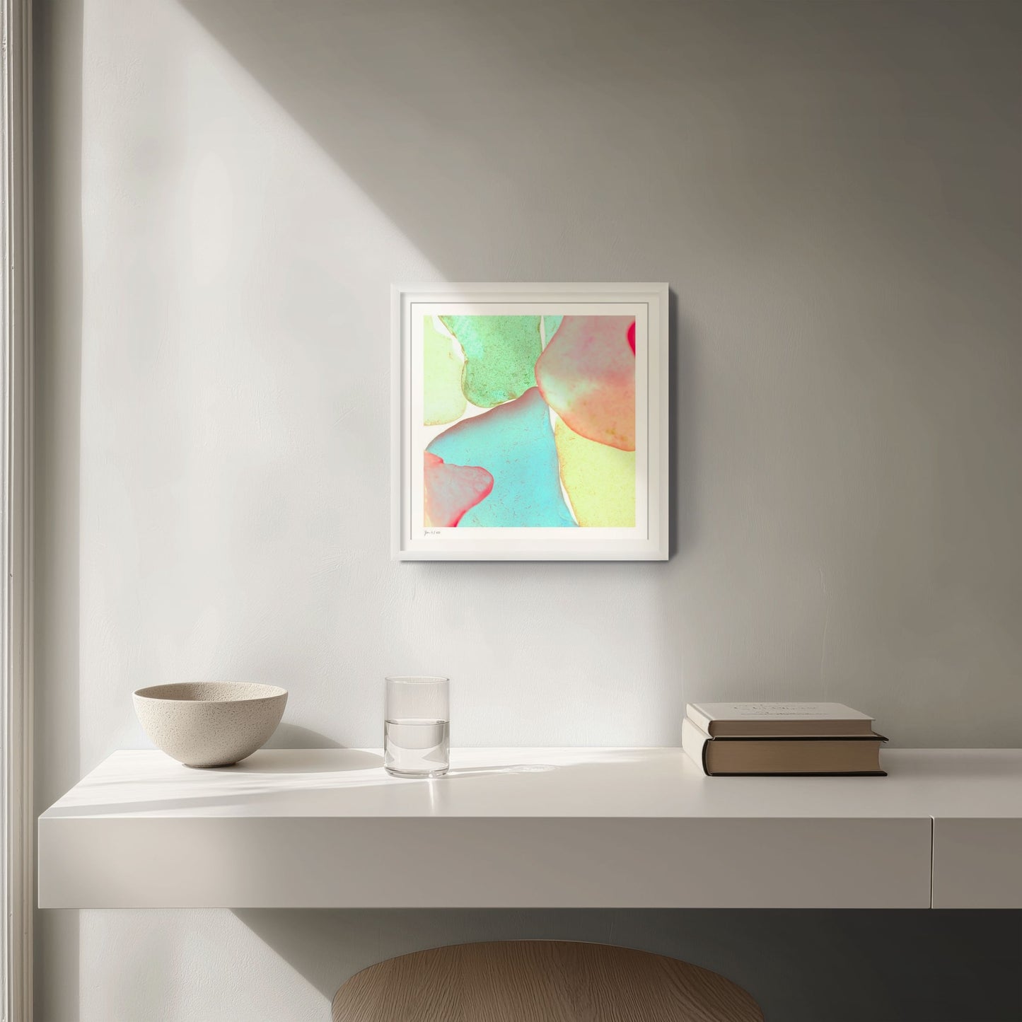 Pop Glasses Mint fine art photography by Jeanne Le Menn presented in a white wood frame