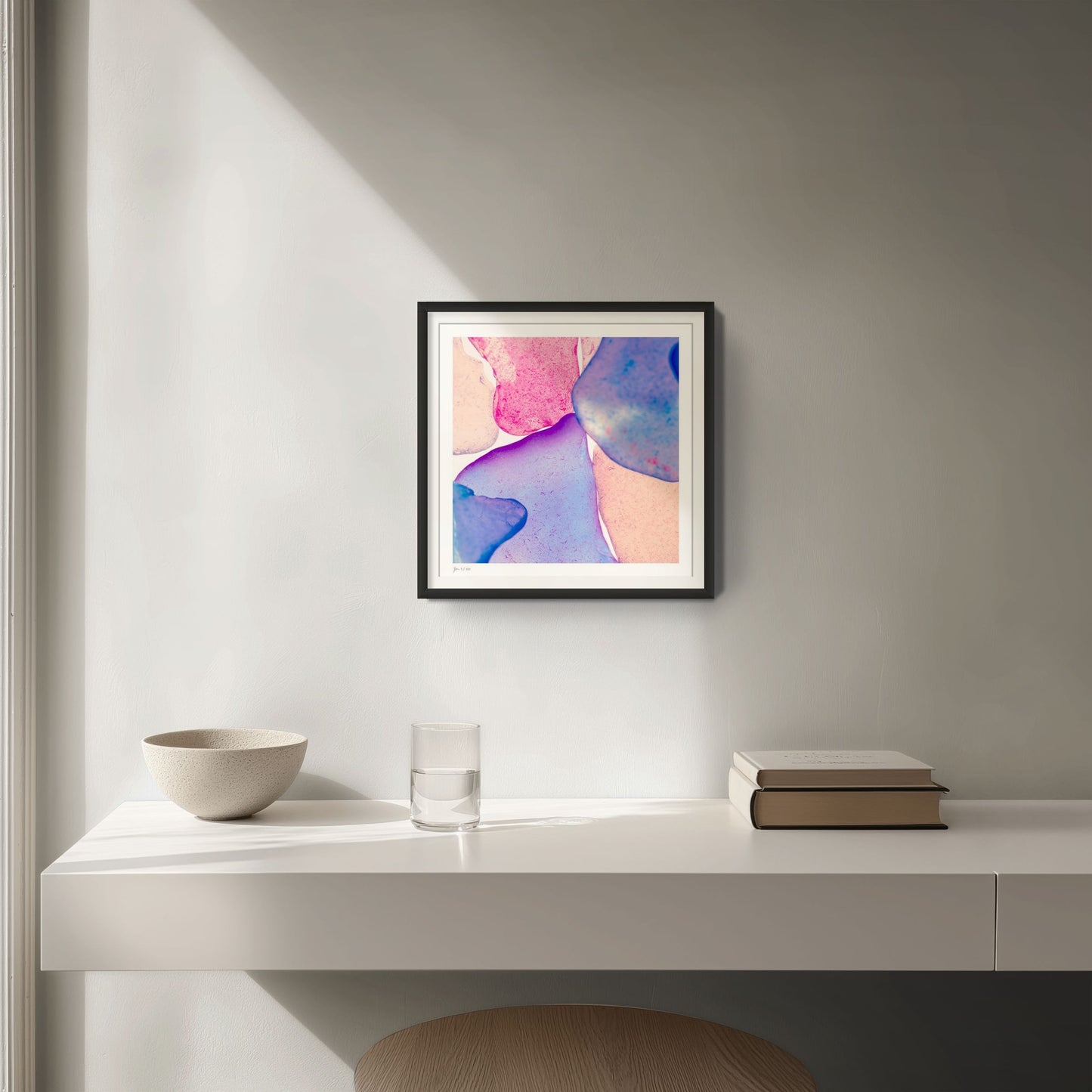 Pop Glasses Neon limited edition photographic print by Jeanne Le Menn in a black frame