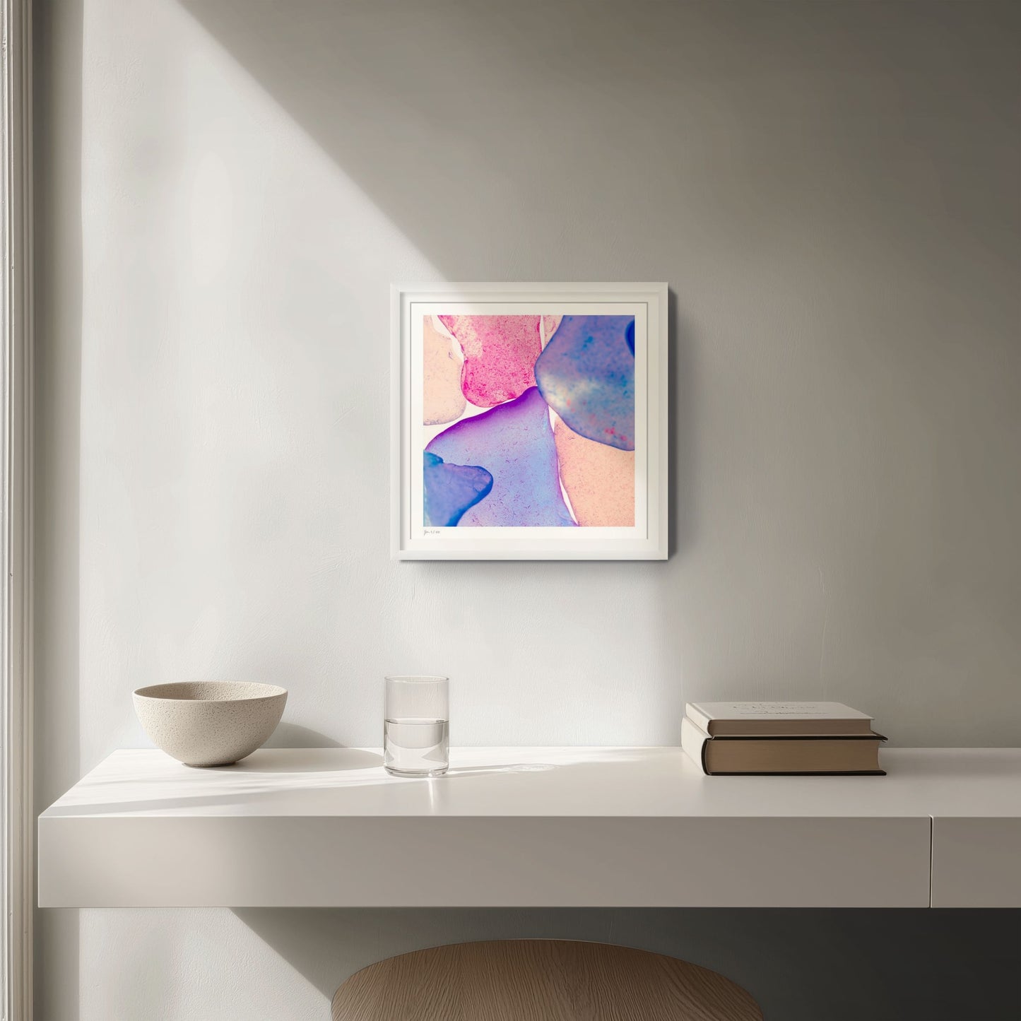 Pop Glasses Neon limited edition photographic print by Jeanne Le Menn in a white frame